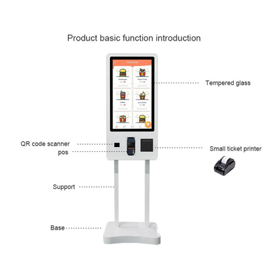 De witte Zelf het Bestel- Machine van Kioskbill payment cash acceptor ticket