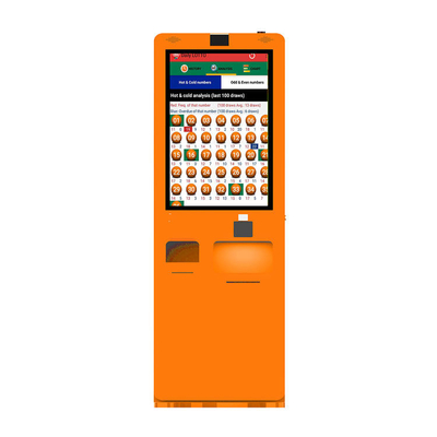 aanraking zelf het bestel- kiosk met kaartjesmachine voor restaurant
