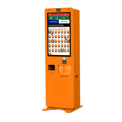 aanraking zelf het bestel- kiosk met kaartjesmachine voor restaurant